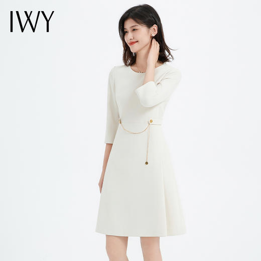 IWY/新款白色连衣裙修身设计感高级感春夏通勤法式优雅职业裙Q13304 商品图2