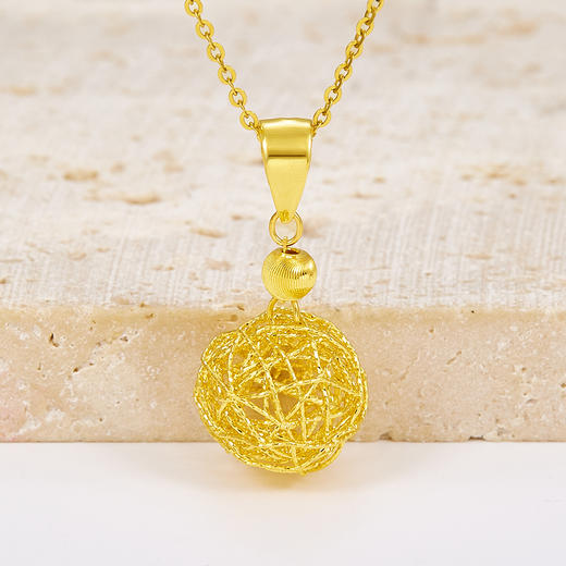 【限时克减150元】足金999.9 【精品】黄金镂空绕线球(球约11-12mm)吊坠(N080DZ00359)（预售产品下单后不退款不退货不换货不补差价） 商品图0