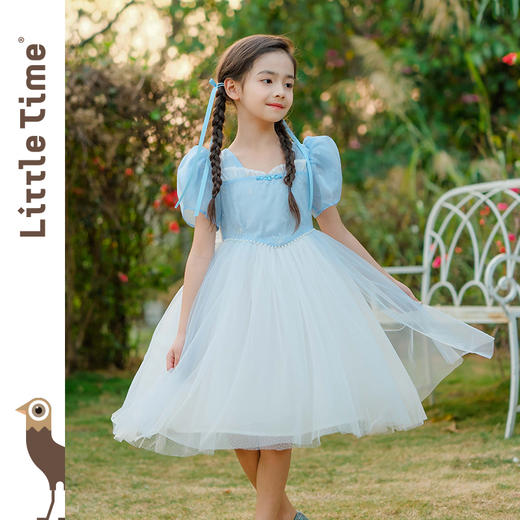 littletime女童连衣裙2024春夏新款短袖中大儿童洋气泡泡袖公主裙 商品图0