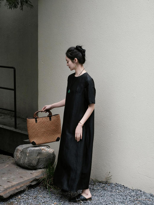 盛唐牡丹 |龟纹香云纱短袖长裙 商品图0