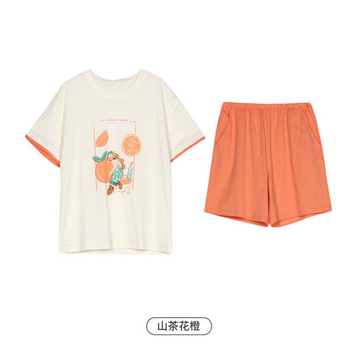 都市丽人生活家居春夏睡衣女32支CVC单面家居服薄款短袖短裤女士棉质套装LH42D1 商品图9