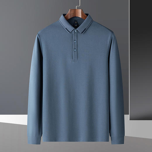 【福利款】罗蒙男士春秋经典双面领男式polo衫男长袖t恤男打底衫男士t恤 商品图4