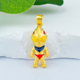 【限时7.5折】【定价黄金】足金 #儿童/宝宝 #六一儿童节、周岁礼、出生礼推荐 3D硬金烤漆卡通奥特曼吊坠超人(V3DDZ00061)（特殊产品下单后不退款不退货不换货不补差价）