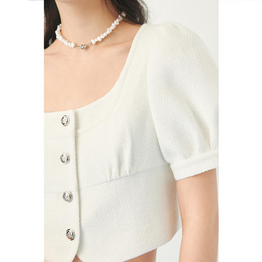 【严选】诗凡黎春短款小香风泡泡袖衬衫SF3420291 商品图3