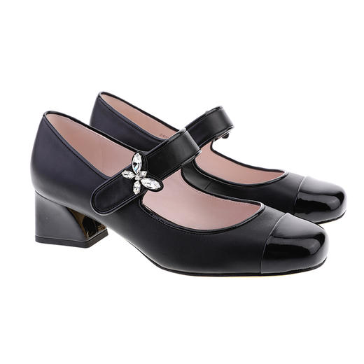 sheme蝶雨彩虹系列光感漆皮蝴蝶水晶扣饰优雅玛丽珍女士单鞋可定制 商品图5