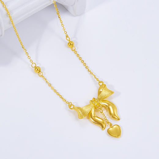 【限时克减128元】足金999 #小红书 (足金999字印)5G黄金蝴蝶结爱心间珠调节套链在逃公主套链(5GTL00155)（预售产品下单后不退款不退货不换货不补差价 商品图2