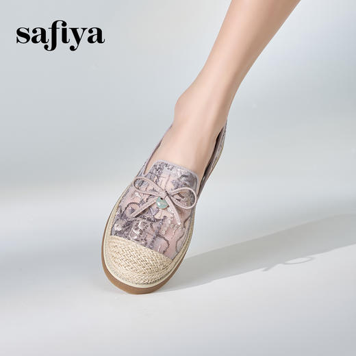 Safiya/索菲娅2024春镂空蕾丝透气休闲平底渔夫鞋 SF41112031 商品图5