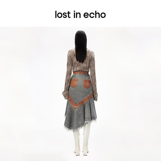 lost in echo设计师品牌小众撞色拼接流苏显瘦宽松半身裙牛仔短裙 商品图2