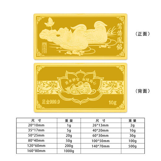 【限时克减138元】【10克】足金999.9 #投资理财 鸳俦凤侣金条10g（配亚克力盒）(YDJT00005-04)（预售产品下单后不退款不退货不换货不补差价） 商品图0