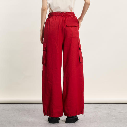 谜底工装休闲裤女2024夏季新品时尚百搭宽松亲肤阔腿裤242MK0625 商品图2