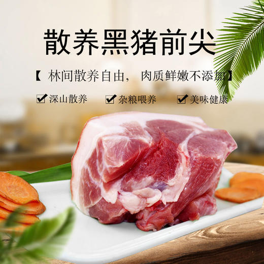 彩虹雨散养黑猪肉前尖350g 京津冀满百包邮 商品图0