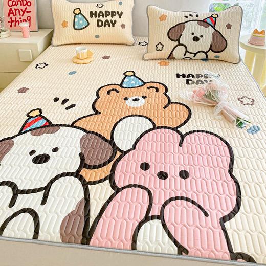 2025卡通小清新凉感丝大版乳胶凉席三件套1.5m2米冰丝凉席子直播 商品图2