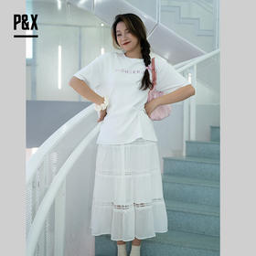 P&X设计师女装夏季百搭休闲简约时尚短款T恤 824202553 白色