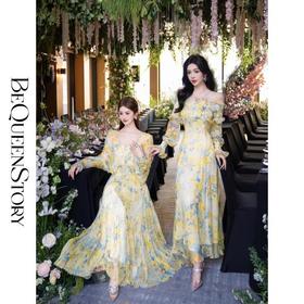 余潇潇【无尽繁花】浪漫金丝真丝顺纡轻盈连衣裙&吊带开衫&半身裙