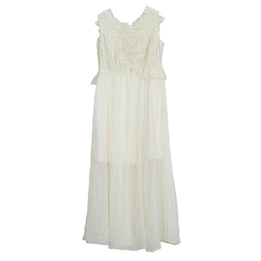 谜底高端系列连衣裙无袖2024夏新品复古风立体压花长裙242GL0696 商品图4