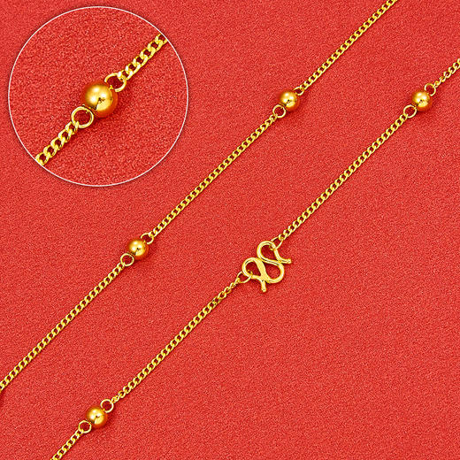 【限时克减150元】足金999.99 五9黄金侧身链间珠(约3.6-4mm)项链(ACXL00069)补差价）补差价）预售产品下单后不退款不退货不换货不补差价 商品图0