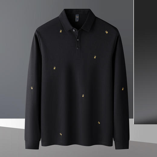 罗蒙男士小熊绣花polo衫男长袖t恤男双面加厚男士polo衫打底衫男 商品图5