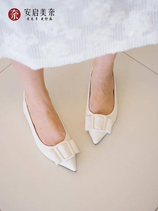 ARCHCONTACT安启美奈优雅方扣尖头气质平底鞋52918 商品图1