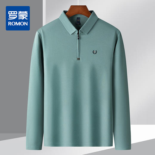【拉链款】罗蒙男士春秋精美刺绣polo衫男长袖休闲百搭男士polo衫长袖 商品图0