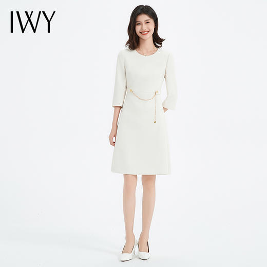 IWY/新款白色连衣裙修身设计感高级感春夏通勤法式优雅职业裙Q13304 商品图3