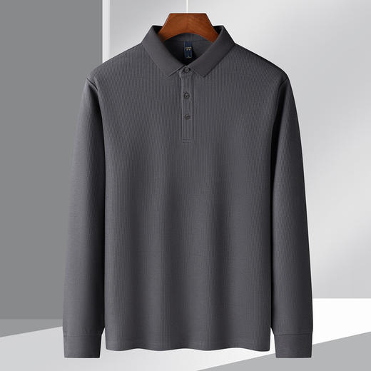 【华夫格】罗蒙男士含桑蚕丝polo衫男长袖t恤男春秋男士polo衫 商品图10