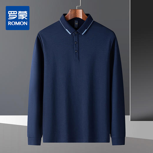 【福利款】罗蒙男士春秋经典双面领男式polo衫男长袖t恤男打底衫男士t恤 商品图3