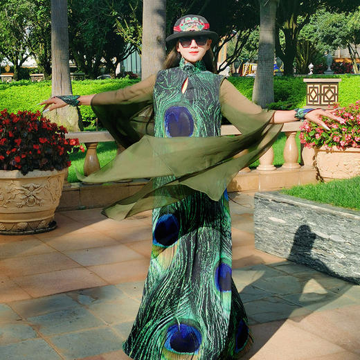 雀翎戏绿飘逸水袖连衣裙 | 杨丽萍老师同款 | 现货加急发 商品图2