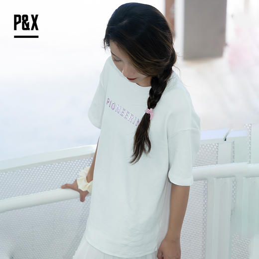P&X设计师女装夏季百搭休闲简约时尚短款T恤 824202553 白色 商品图2