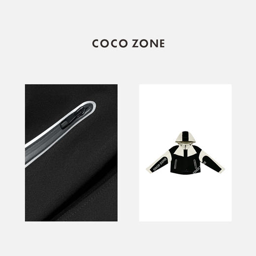COCO ZONE202撞色拼接连帽时尚外套气质通勤拉链上衣CC2A0392 商品图2