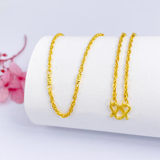 【限时克减150元】足金999.99 五9黄金绞丝间筒项链(ACXL00103)补差价）补差价）预售产品下单后不退款不退货不换货不补差价 商品图1