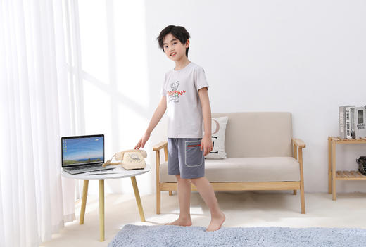 【39元限时秒杀】【秀黛】男童冰感纯棉短袖套装男童夏季睡衣家居服H2441007T【门店同款】【如遇缺货自动退款，介意勿拍】 商品图2