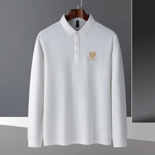 14LP8026罗蒙男士虎头刺绣polo衫男长袖t恤男春秋加厚双面布男士t恤长袖上衣 商品图1