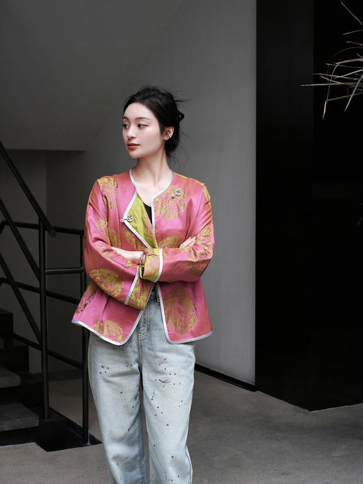 微瑕秒杀 |盛唐牡丹 |色织真丝花锦缎团龙纹外套[特价品](特殊商品不退不换) 商品图10