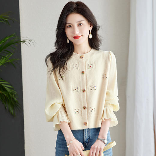 拼接假两件，小香风针织外套HR-MLLJ6690-2 商品图1