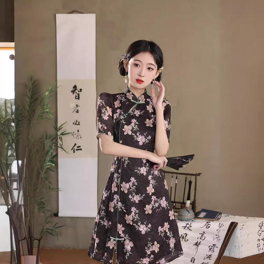 时尚新中式，短款A字日常改良旗袍XL-24186 商品图3