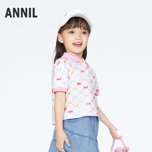 女童清凉POLO衫翻领短袖新款安奈儿童装实体店同款XG421837 商品图1