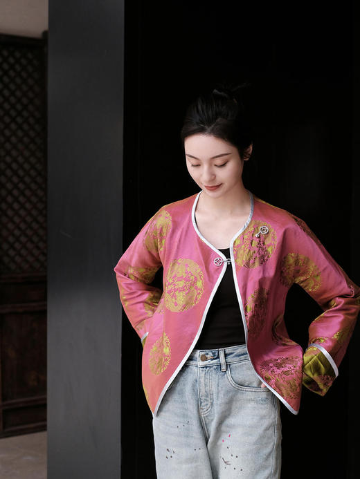 微瑕秒杀 |盛唐牡丹 |色织真丝花锦缎团龙纹外套[特价品](特殊商品不退不换) 商品图5