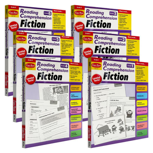 Evan-Moor Reading Comprehension:Fiction Grade 1-6 阅读理解系列 虚构类 美国加州教辅 evanmoor 商品图1
