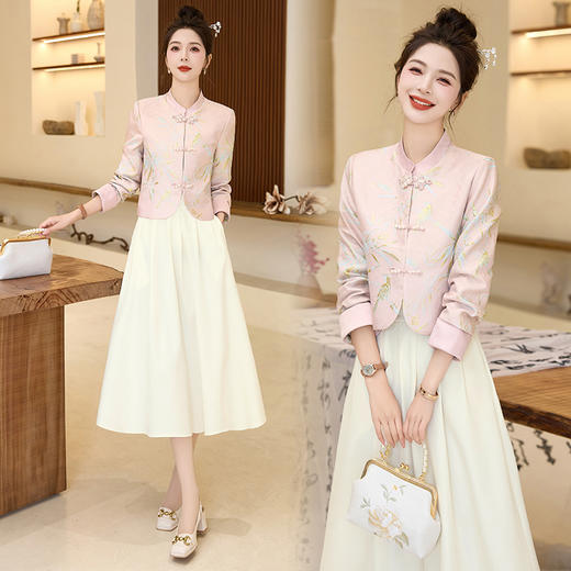 优雅新中式，提花半身裙两件套HR-QMC6183 商品图4