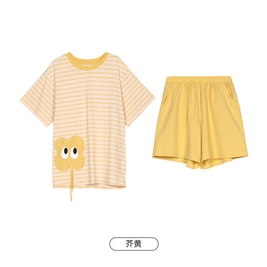 都市丽人生活家居春夏睡衣女32支纯棉单面家居服薄款短袖短裤女士棉质套装LH42C1 商品图9