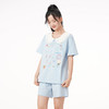 都市丽人生活家居春夏睡衣女32支CVC单面家居服薄款短袖短裤女士棉质套装LH42B8 商品缩略图1