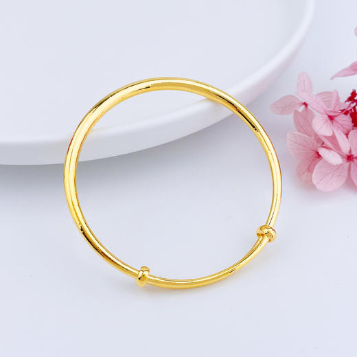 【限时克减150元】足金999.9 (面宽约3.7-4.1mm)空心手镯光面推拉手镯光圈推拉手镯素圈推拉手镯圆管推拉手镯(HWSZ00001-02)（预售产品下单后不退款不退货不换货不补差价） 商品图2