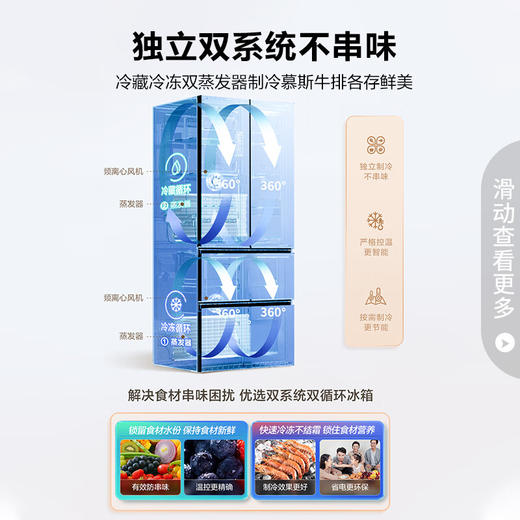 容声（Ronshen）离子净味509升变频一级能效法式多门四开门嵌入式冰箱灰色家用无霜除菌BCD-509WD18MP双循环大容量 商品图3