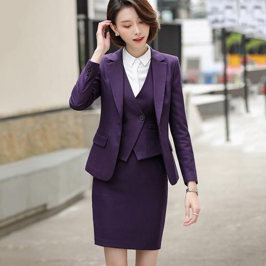 TZW-干练气质紫色西装套装女春秋新款高端通勤西服工作服 商品图3