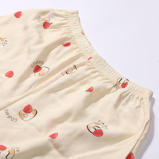 都市丽人生活家居春夏睡衣女梭织人棉家居服薄款短袖短裤女士梭织棉套装LH42B7 商品图5