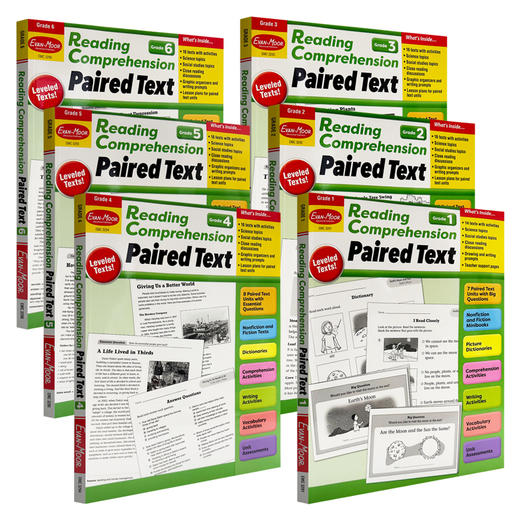 Evan-Moor Reading Comprehension: Paired Text Grade 1-6 阅读理解系列 配对分析 美国加州教辅 evanmoor 商品图1