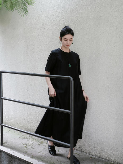 盛唐牡丹 |龟纹香云纱短袖长裙 商品图6