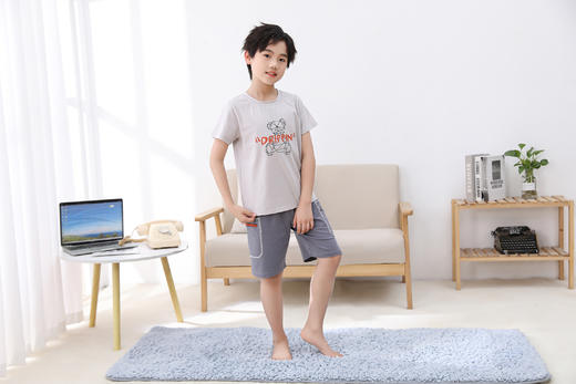 【39元限时秒杀】【秀黛】男童冰感纯棉短袖套装男童夏季睡衣家居服H2441007T【门店同款】【如遇缺货自动退款，介意勿拍】 商品图1