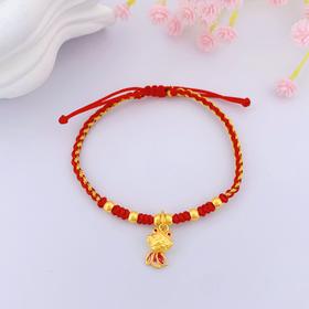 【限时7.5折】【定价黄金】足金 3D硬金烤漆小金鱼年年有余间珠红绳调节产品手串(AA3DSC00434)（预售产品下单后不退款不退货不换货不补差价）（预售产品下单后不退款不退货不换货不补差价）
