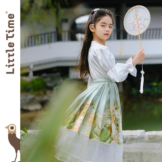 Little time新中式马面裙套装国风桃花源记女童上衣 商品图1